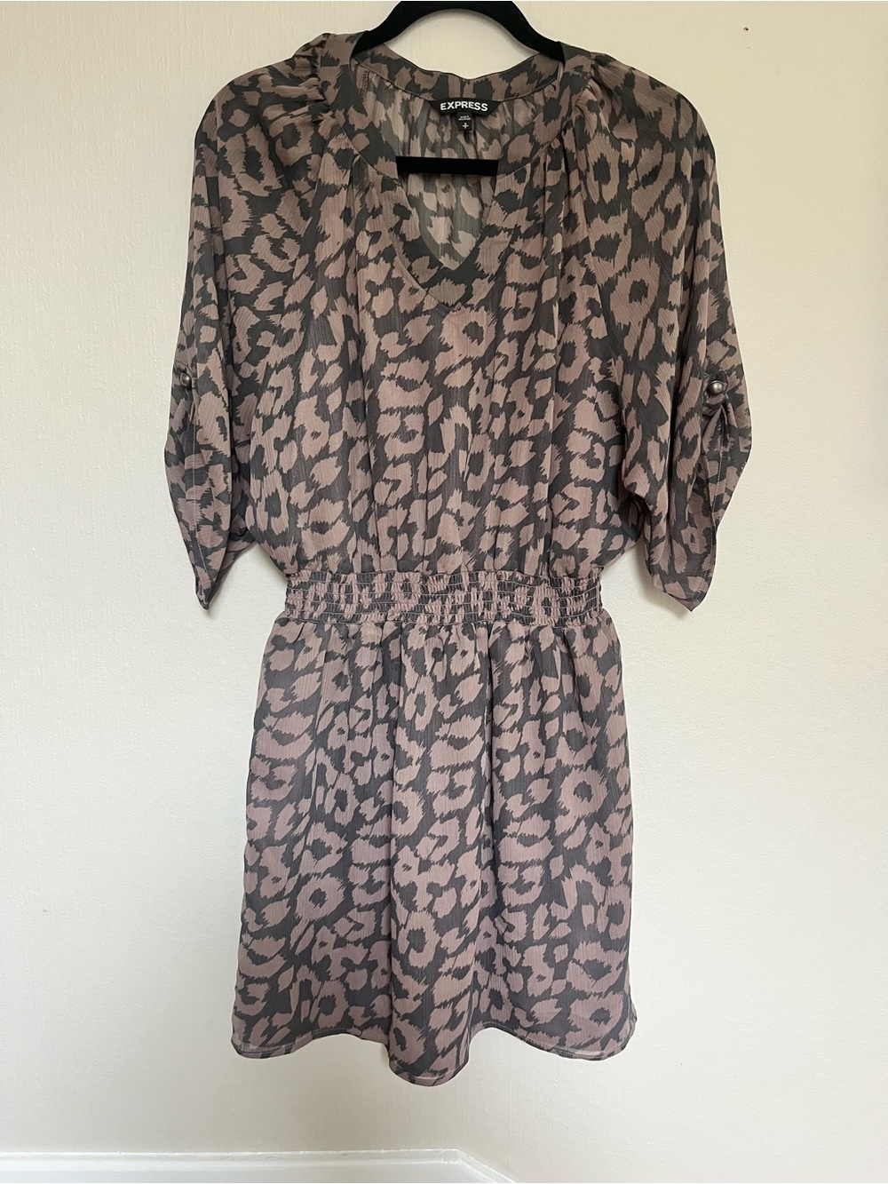 Express Taupe and Black Leopard-Print Mini Dress